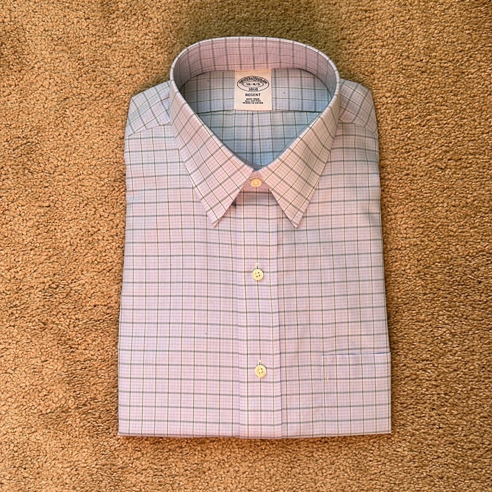 Brooks brothers pale blue plaid shirt